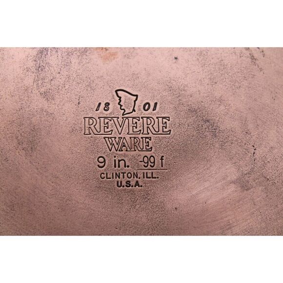 Vintage REVERE WARE 9” Copper Bottom Stainless Steel Frying Pan Skillet USA - Picture 5 of 5